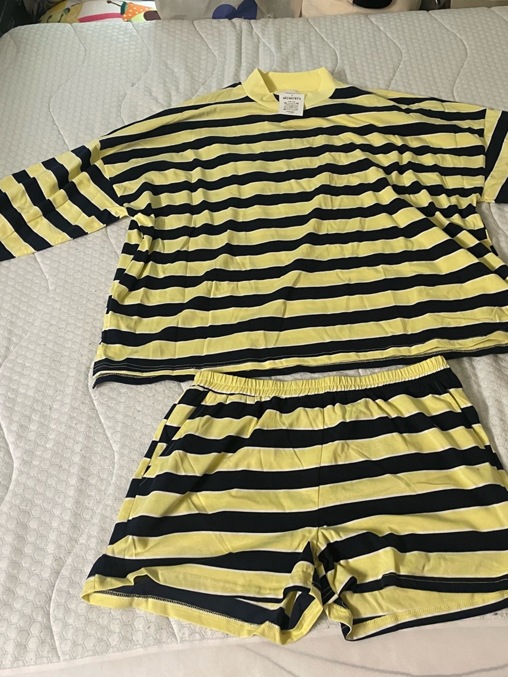 Striped Yellow and Black Oversized Sweatshirt & Short Loungewear Set